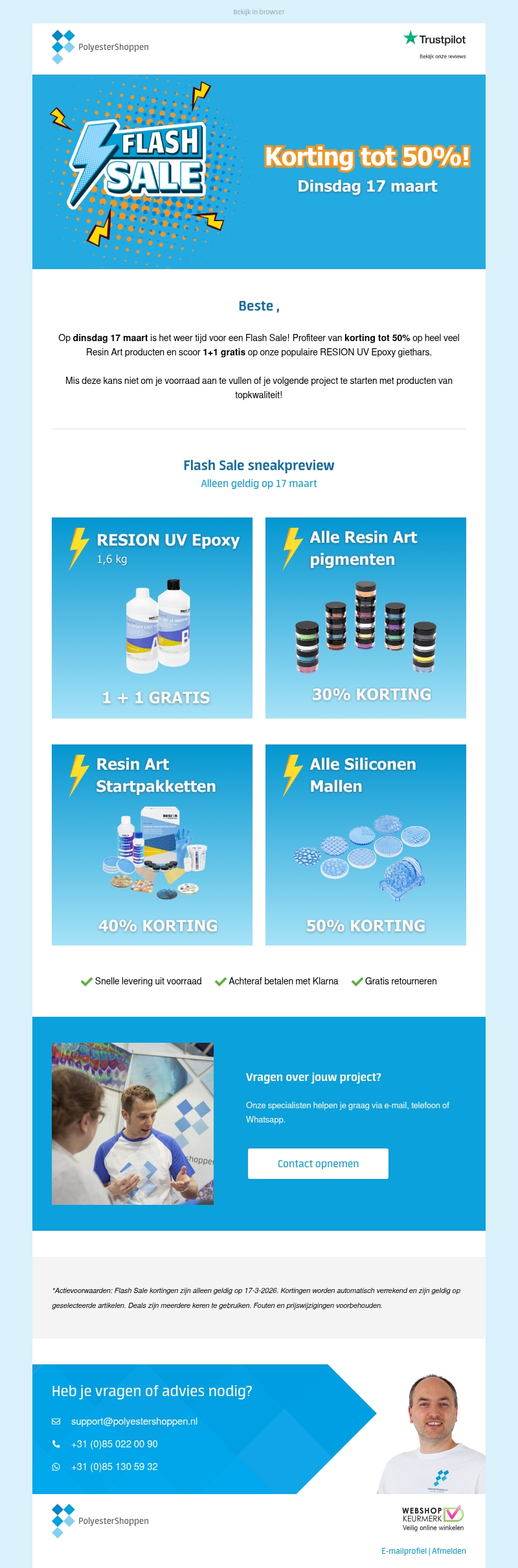 Dinsdag 17 maart: korting tot 50% en Epoxy 1+1 gratis π Dinsdag 17 maart: korting tot 50% en Epoxy 1+1 gratis π