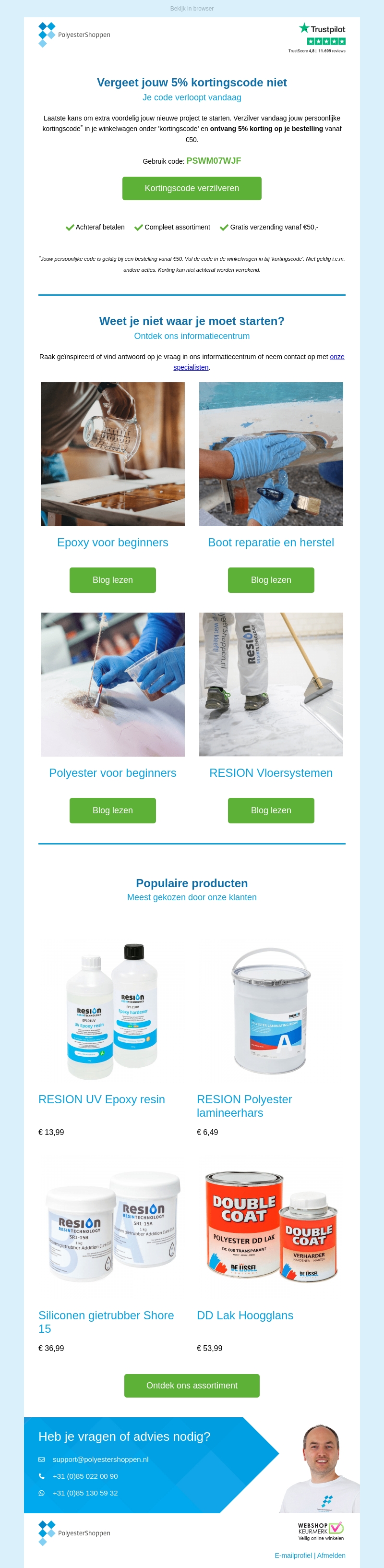 Vergeet jouw 5% kortingscode niet Vergeet jouw 5% kortingscode niet