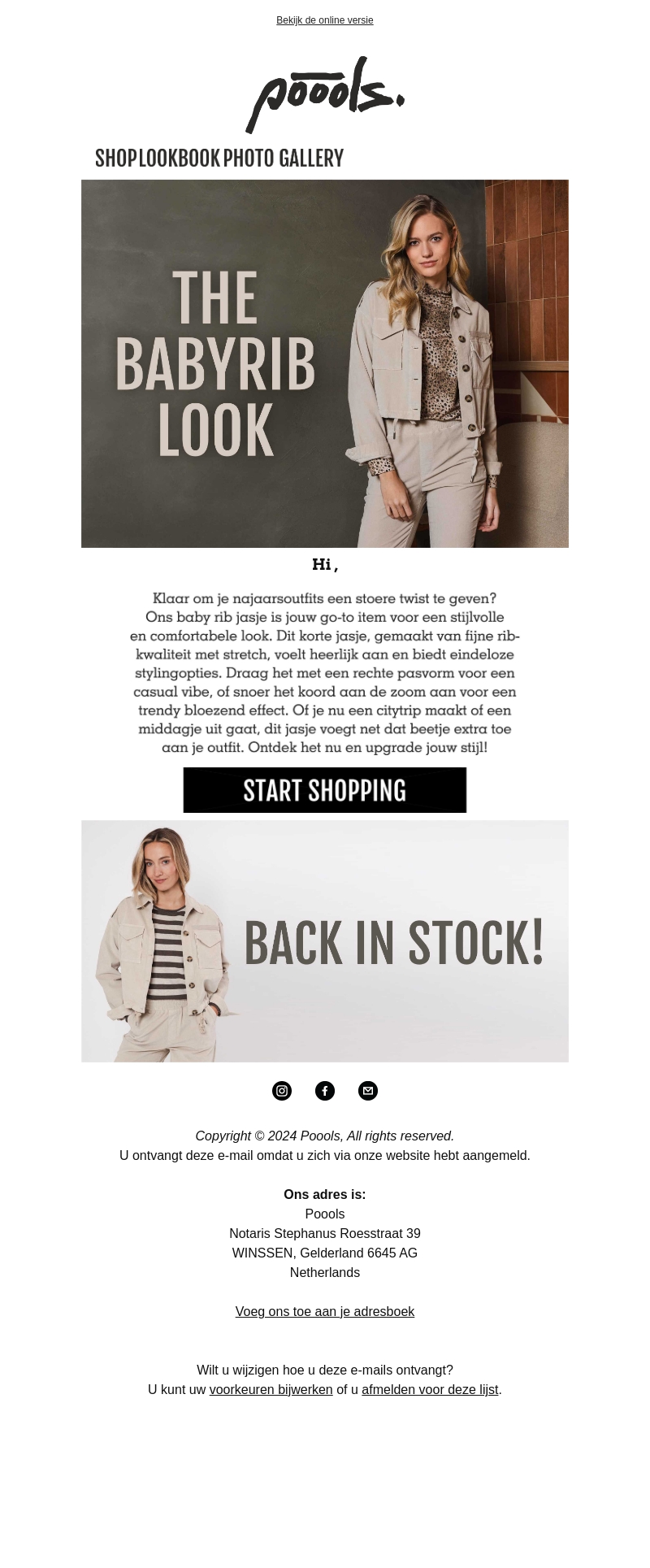 Back in stock: The Babyrib Look! 🤍 Back in stock: The Babyrib Look! 🤍