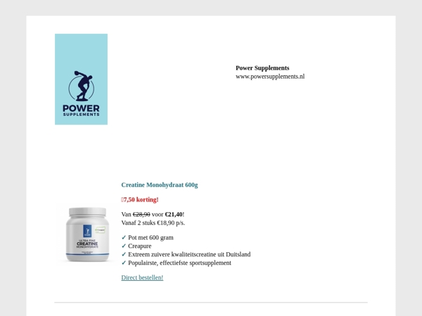 Juli aanbiedingen: 7,50 korting op Creatine, Collageen en Curcumine
