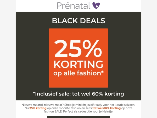 25% korting op kids fashion + tot 60% op sale 💜