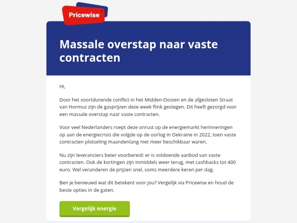 Massale overstap naar vaste energiecontracten