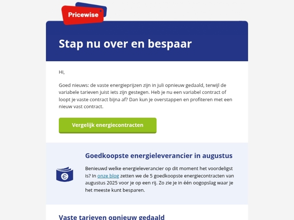 Vaste energieprijzen blijven dalen 📉