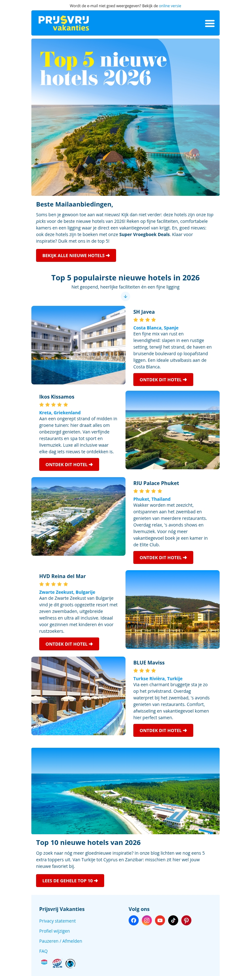 Ontdek de top 5 populairste nieuwe hotels van 2026. ☀️ Ontdek de top 5 populairste nieuwe hotels van 2026. ☀️
