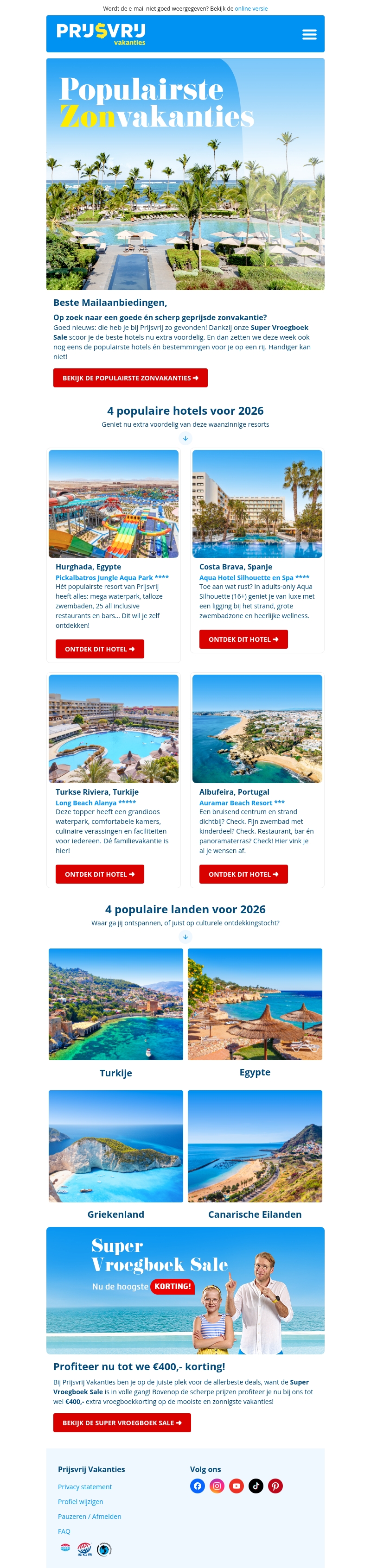 Dit zijn populaire zonvakanties voor 2026 ☀️ Dit zijn populaire zonvakanties voor 2026 ☀️