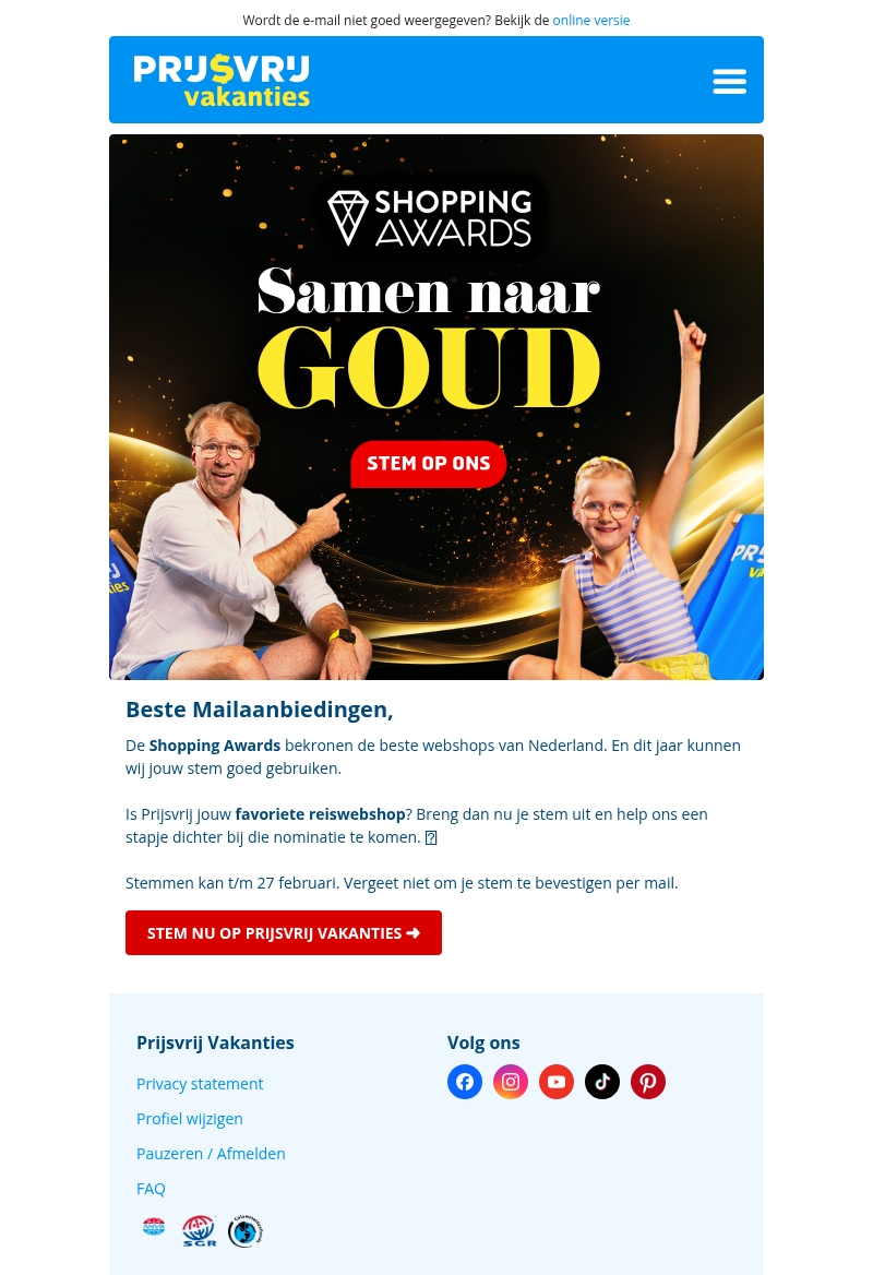 Stem op Prijsvrij bij de Shopping Awards! ππ Stem op Prijsvrij bij de Shopping Awards! ππ