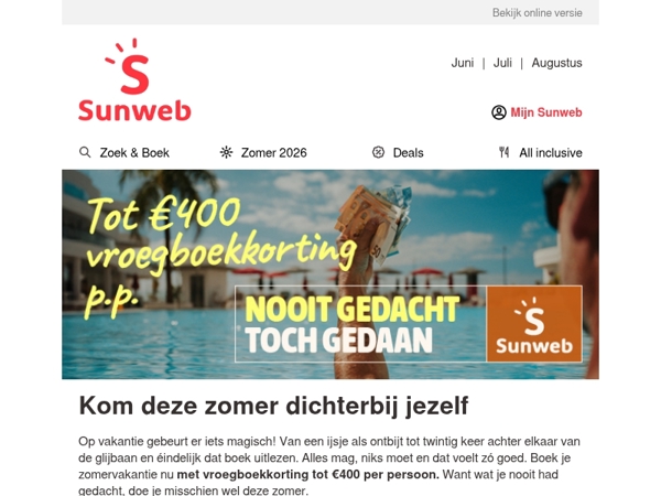 Nooit gedacht, wél geboekt