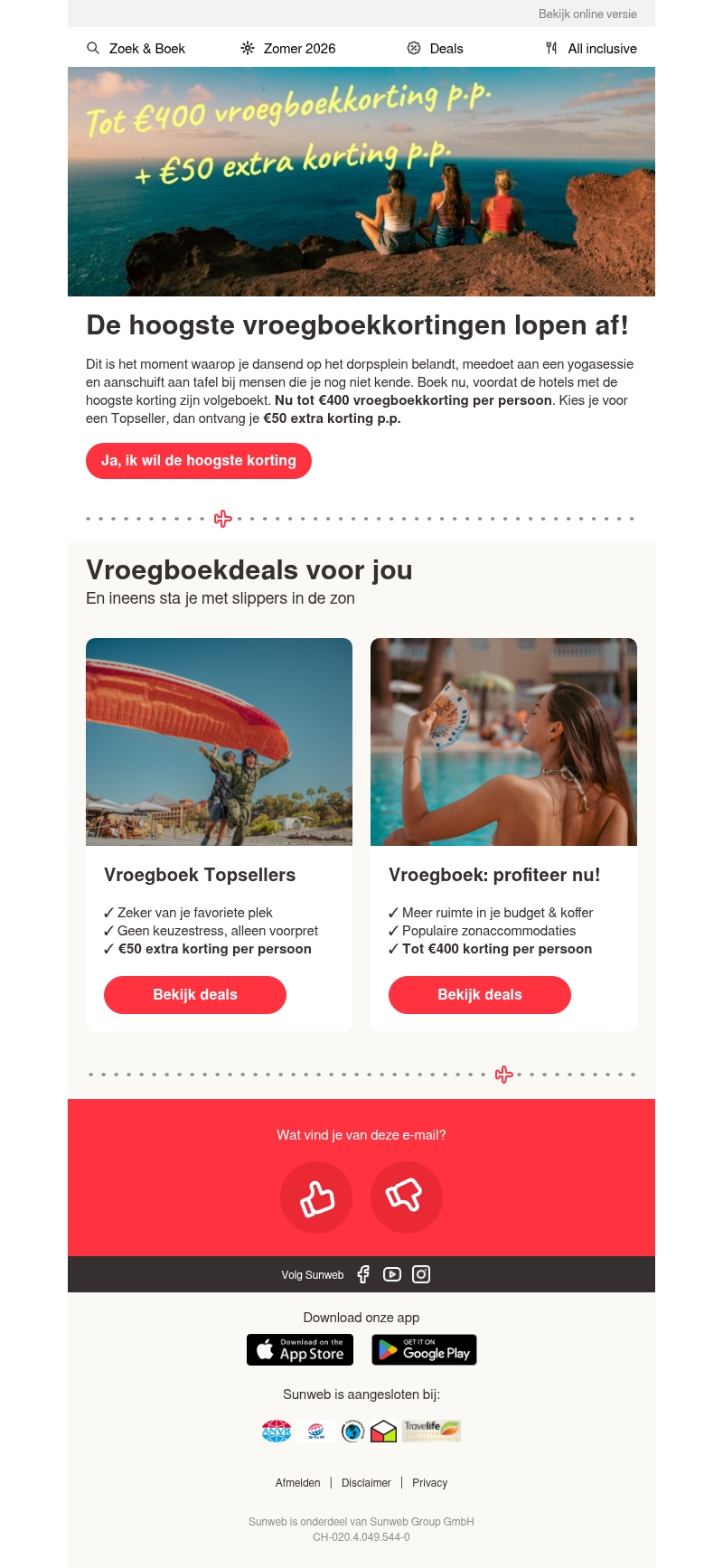 De hoogste vroegboekkortingen lopen af De hoogste vroegboekkortingen lopen af