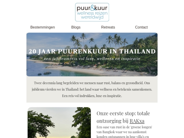 20 jaar Puurenkuur: een reis door het beste van Thailand