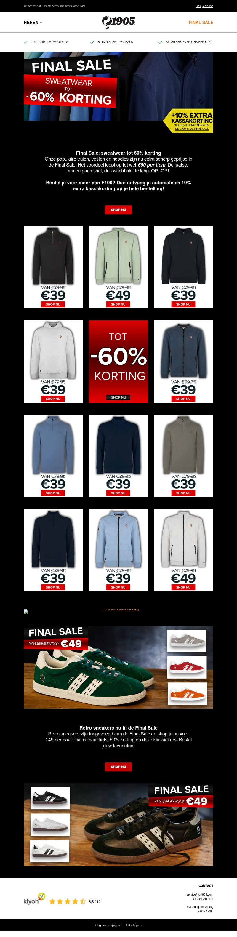 Sweatwear tot 60% korting in de Final Sale! Sweatwear tot 60% korting in de Final Sale!