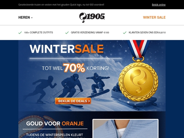 Goud voor Oranje, tot 70% korting!