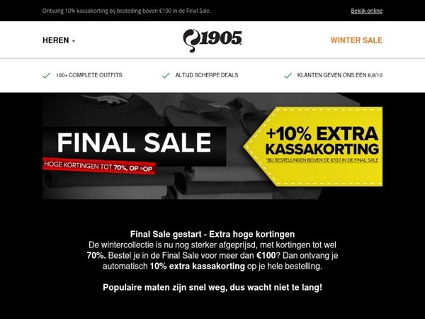 Final Sale gestart: tot 70% korting!