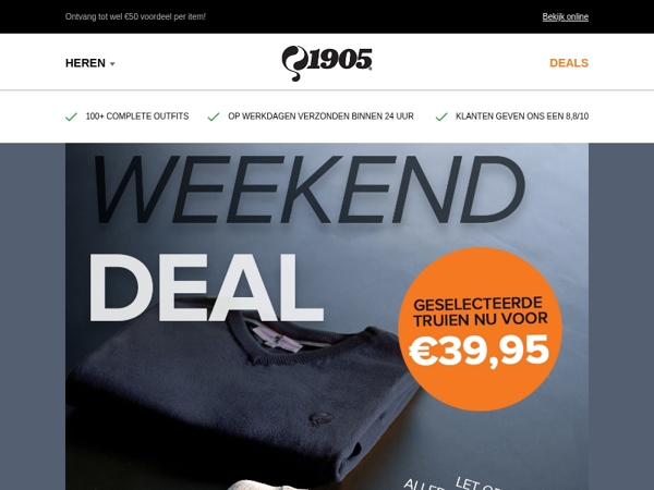 Weekend Deal! Geselecteerde truien nu: €39,95 🧥 🍂