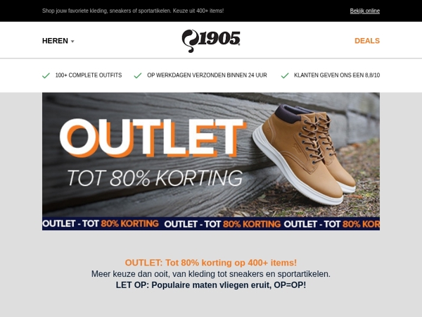 OUTLET: Tot wel 80% korting!