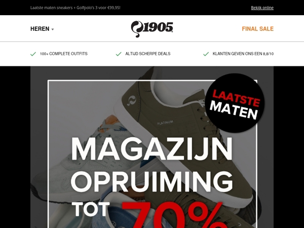 Magazijnopruiming: tot 70% korting!