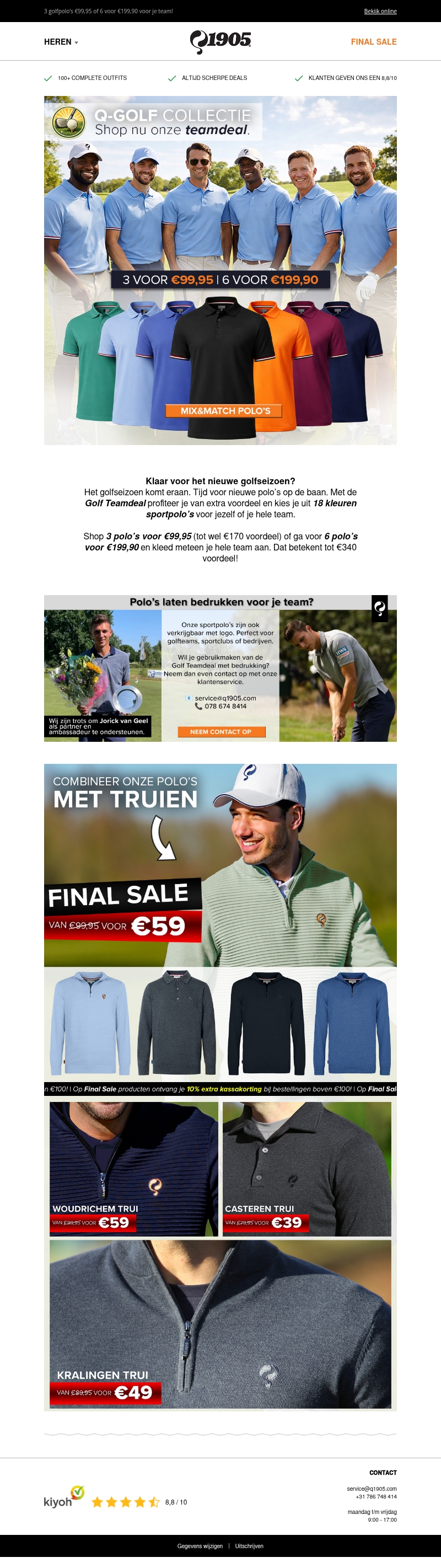 Truien €39 in de Final Sale + Golf Teamdeal Truien €39 in de Final Sale + Golf Teamdeal