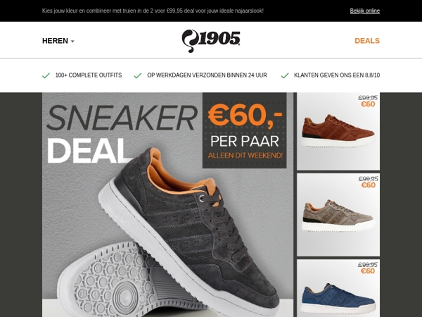 Alleen dit weekend: Suède sneakers voor €60!