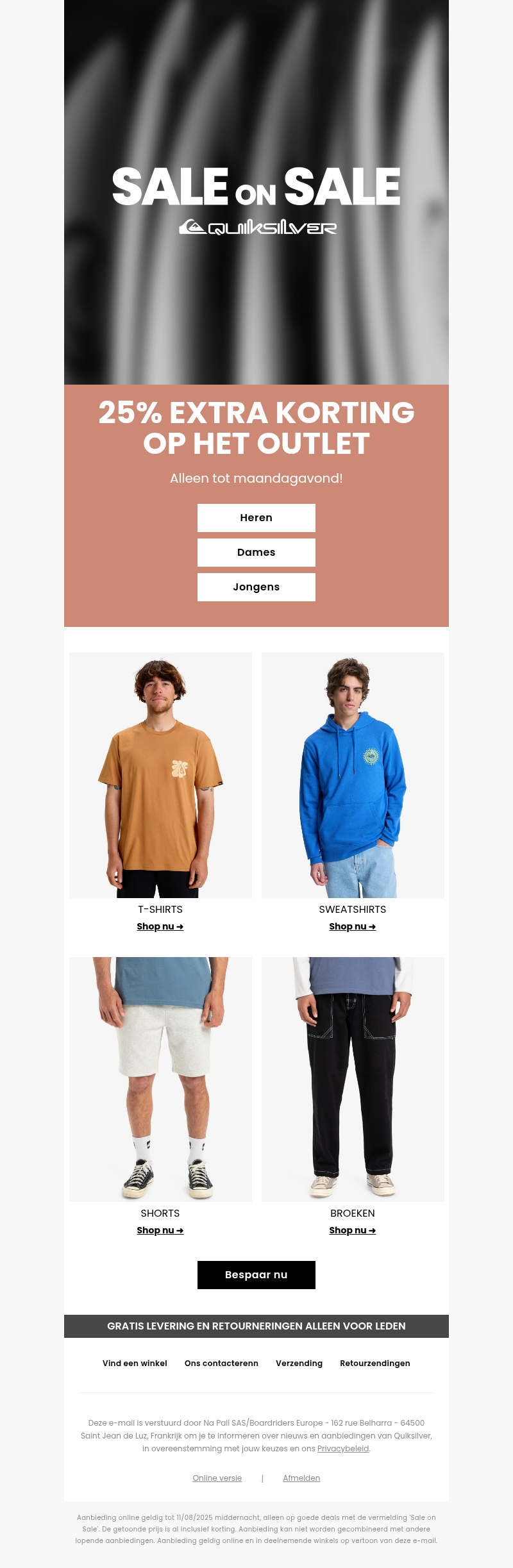 25% extra korting op het outlet 25% extra korting op het outlet