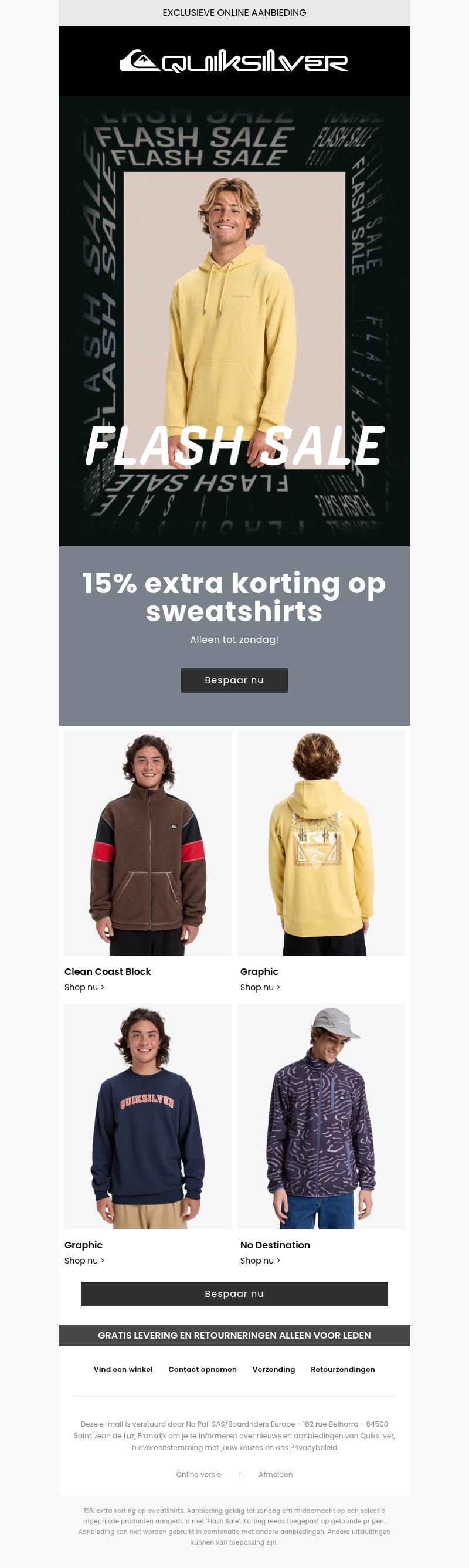15% extra korting op sweatshirts 15% extra korting op sweatshirts