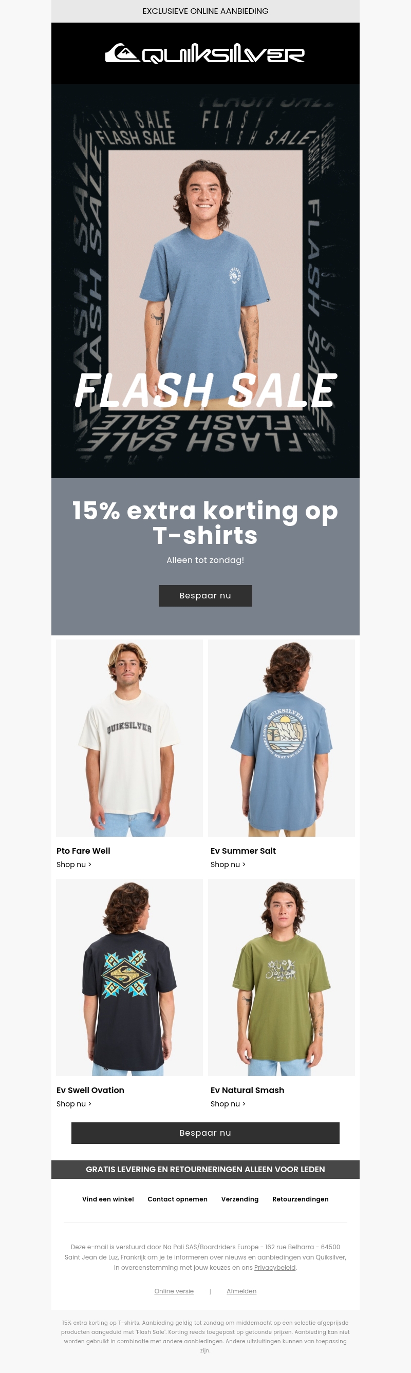 15% extra korting op T-shirts 15% extra korting op T-shirts