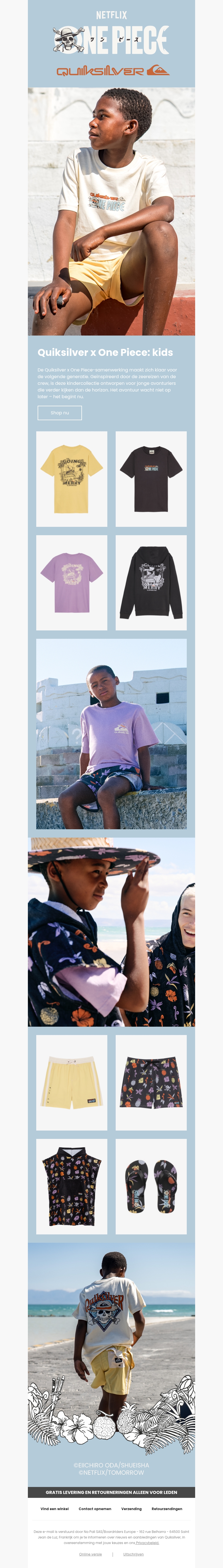 Quiksilver x One Piece voor de volgende generatie Quiksilver x One Piece voor de volgende generatie