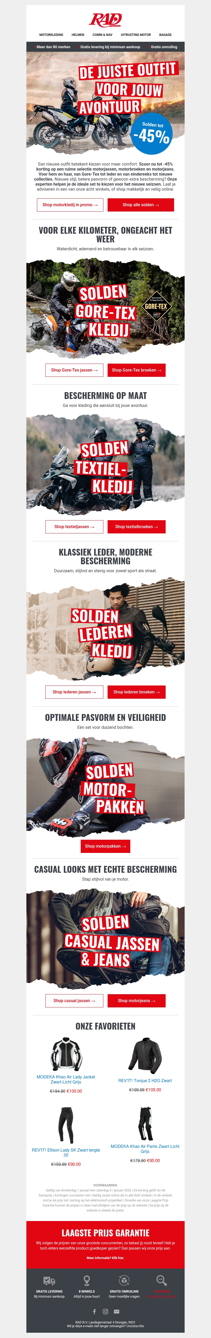 ⚡Soldenkortingen tot wel -45% ⚡op jassen, broeken en motorjeans! ⚡Soldenkortingen tot wel -45% ⚡op jassen, broeken en motorjeans!