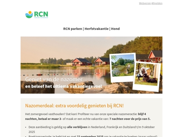 ☀️ Nazomer deal: ontvang gratis nachten bij je boeking