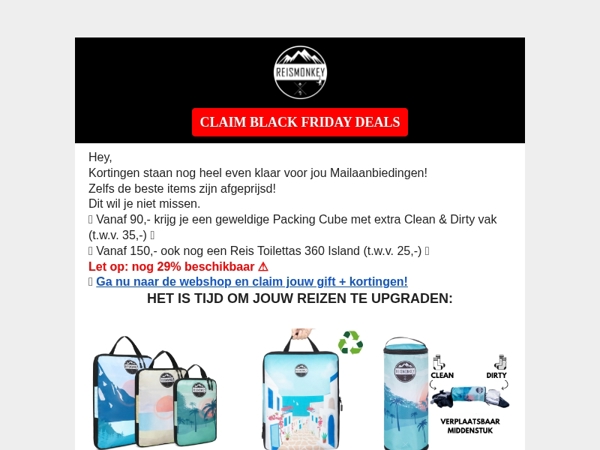 Reisartikelen voor Black Friday geselecteerd