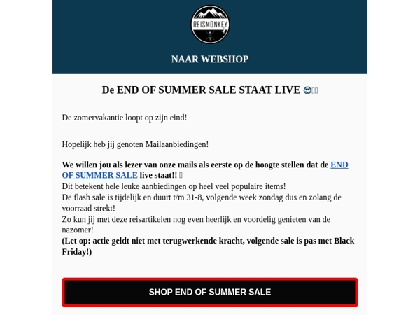 End of summer sale staat live