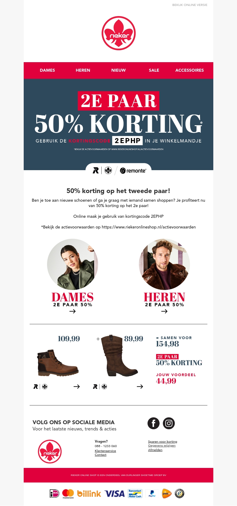 2E PAAR 50% KORTING 2E PAAR 50% KORTING