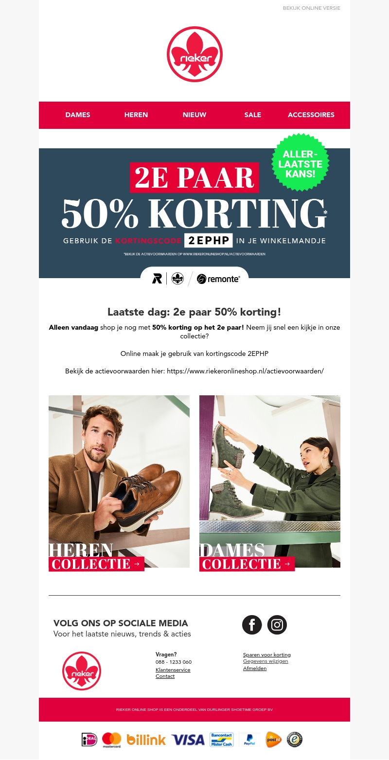 Laatste dag: 2e paar 50% Laatste dag: 2e paar 50%
