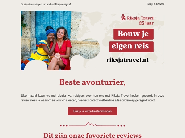 Eerste reis met Riksja Travel?