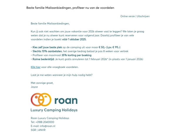 Vroegboeken voor 2026 is van start! 😃