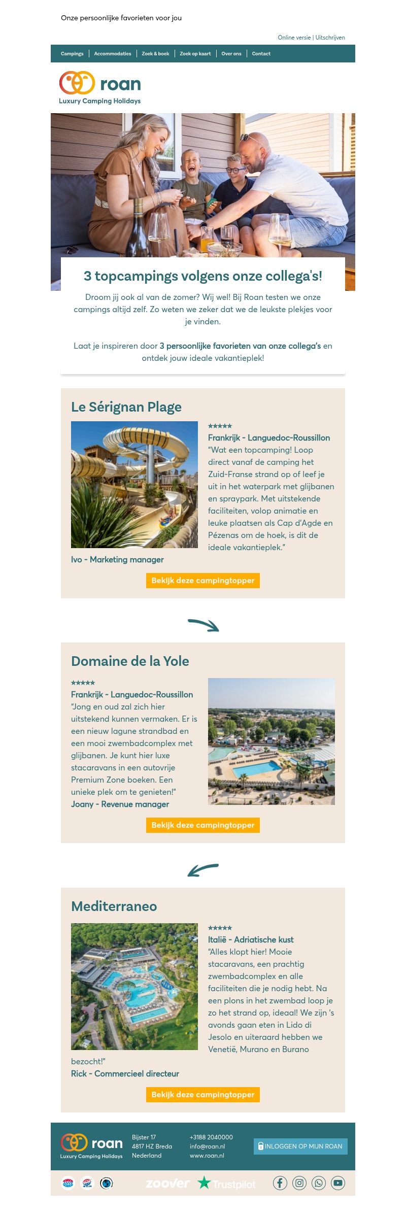 3 topcampings volgens onze collega's! 3 topcampings volgens onze collega's!