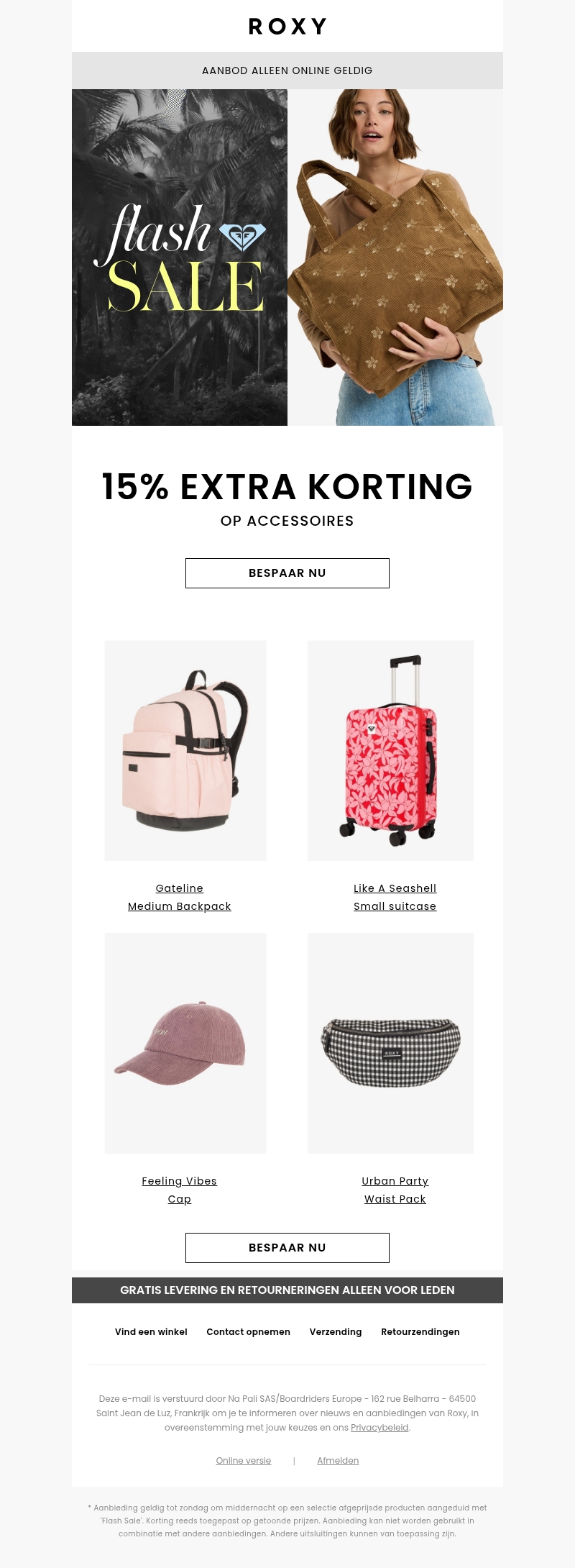Flash Sale: 15% extra korting op accessoires Flash Sale: 15% extra korting op accessoires