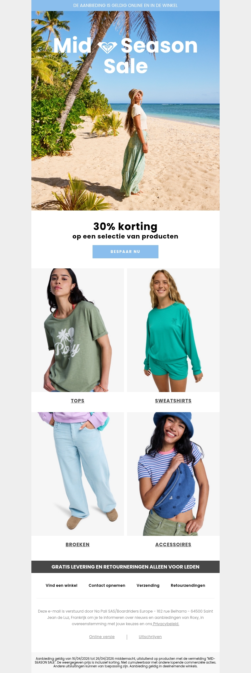Mid-Season Sale: 30% korting op volop producten Mid-Season Sale: 30% korting op volop producten