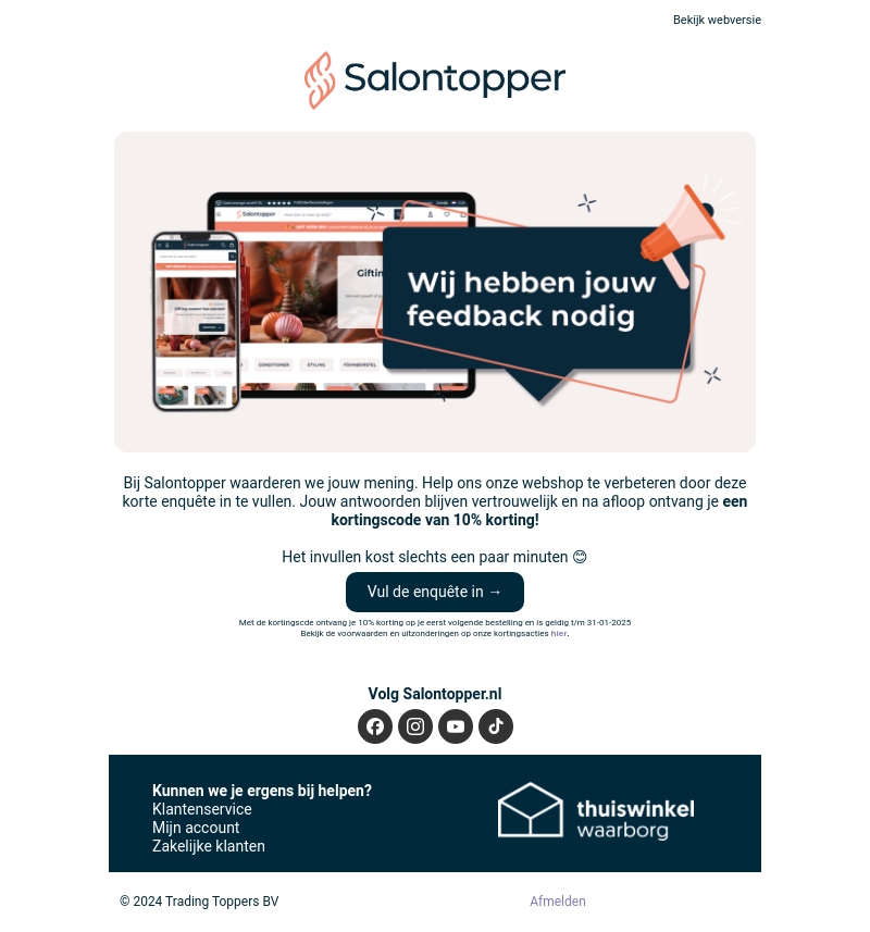 📝 Geef je mening en ontvang korting! 📝 Geef je mening en ontvang korting!