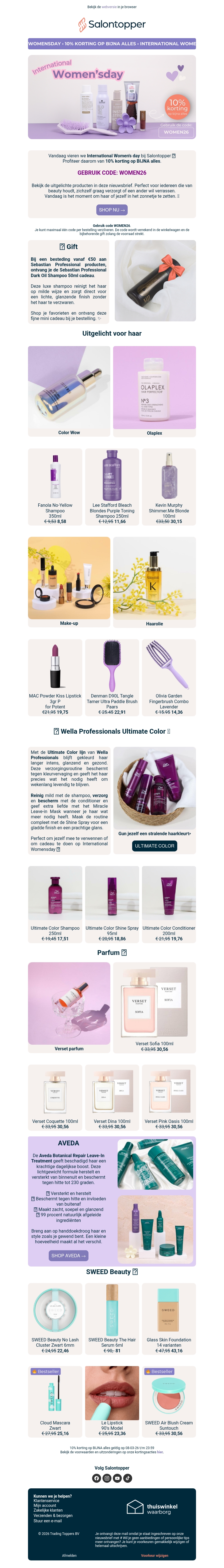 💜 International Women's day 10% korting op BIJNA alles! 💜 International Women's day 10% korting op BIJNA alles!
