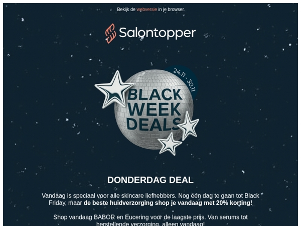 DONDERDAG DEAL 🪩 20% KORTING op BABOR en Eucerin voor alle skincare liefhebbers!