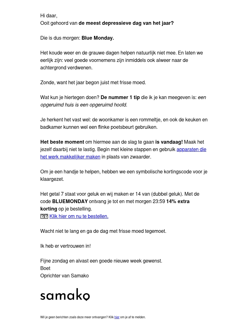 14% extra korting op alles. Alleen tot morgen 23:59. 14% extra korting op alles. Alleen tot morgen 23:59.