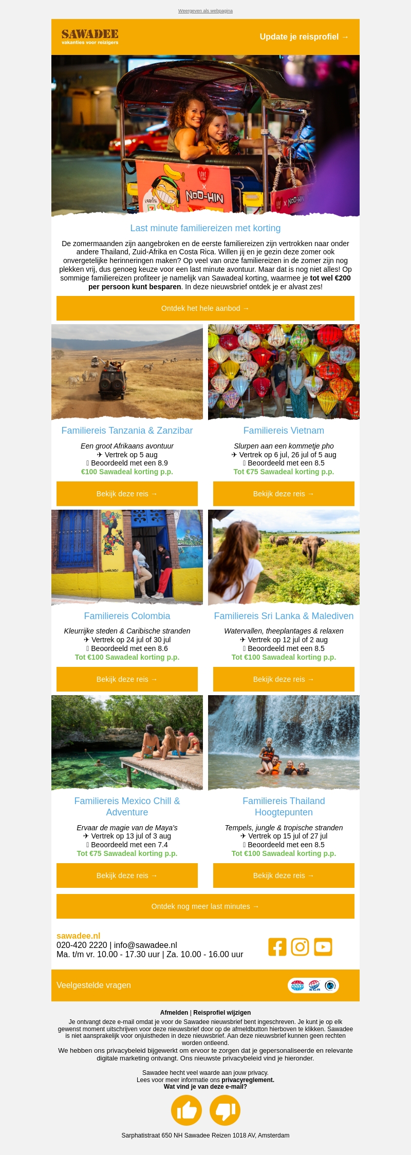 Last minute familiereizen met korting Last minute familiereizen met korting