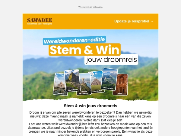 Stem & win jouw droomreis 🌎✈️