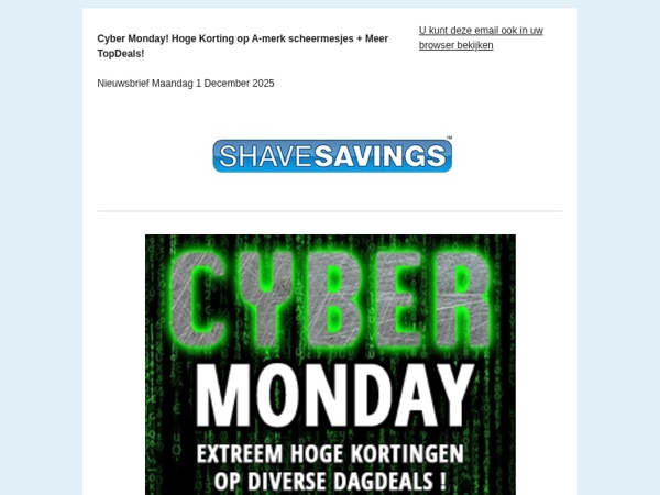 >>CYBER MondayDeals!<< o.a. Gillette en Wilkinson Tot > 60% KORTING! + BESTEL EN PROFITEER NU!
