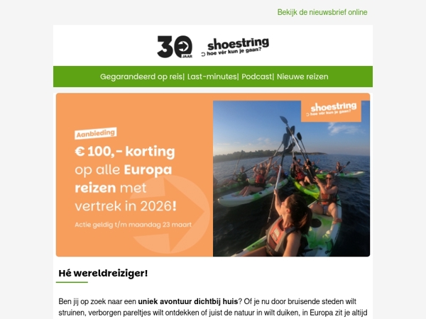 Europa is dichterbij dan je denkt én nu € 100,- goedkoper!