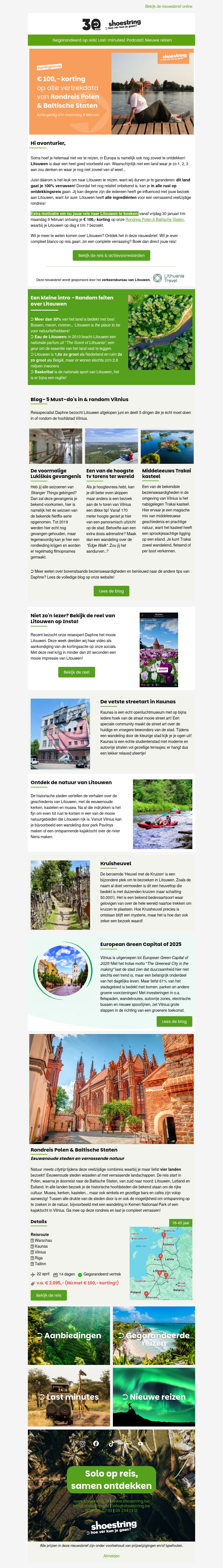 € 100,- korting op jouw reis naar Polen & de Baltische Staten! € 100,- korting op jouw reis naar Polen & de Baltische Staten!