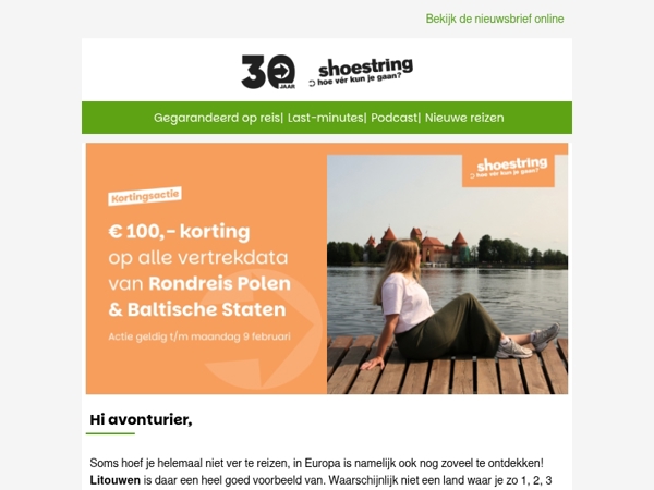 € 100,- korting op jouw reis naar Polen & de Baltische Staten!