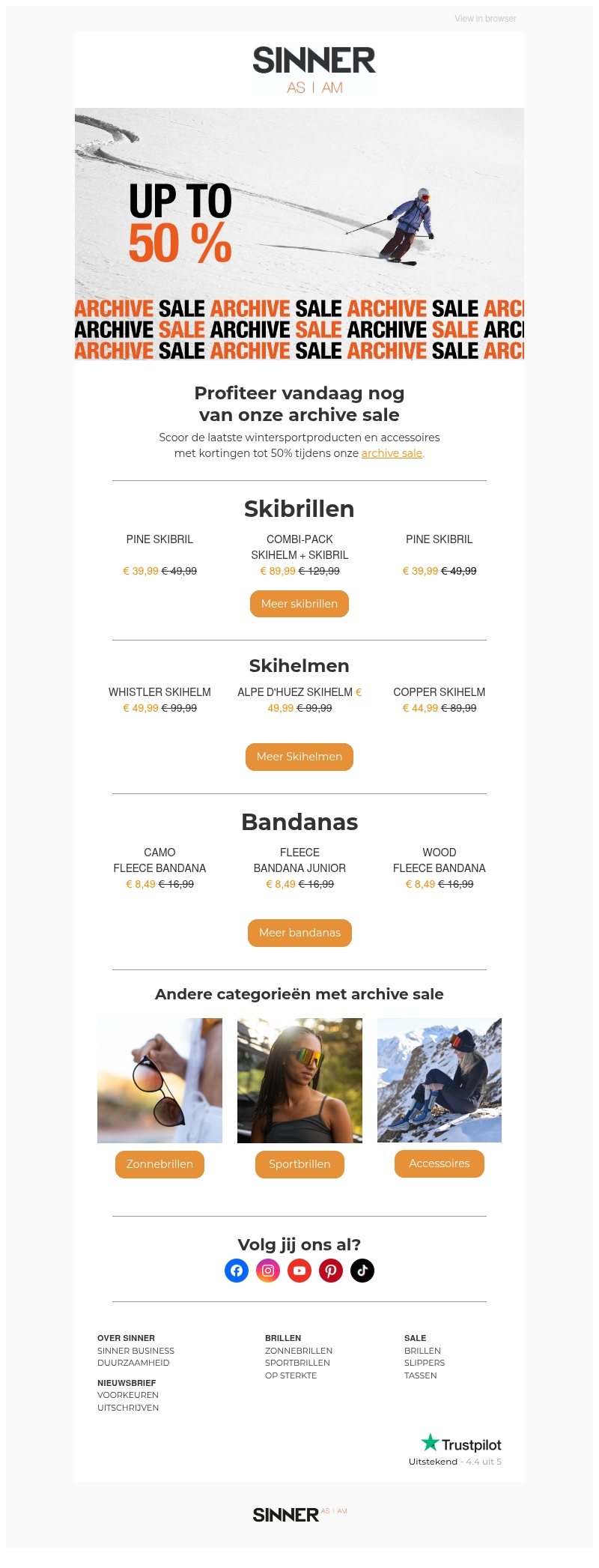 Achive sale bij SINNER, tot 50% korting Achive sale bij SINNER, tot 50% korting