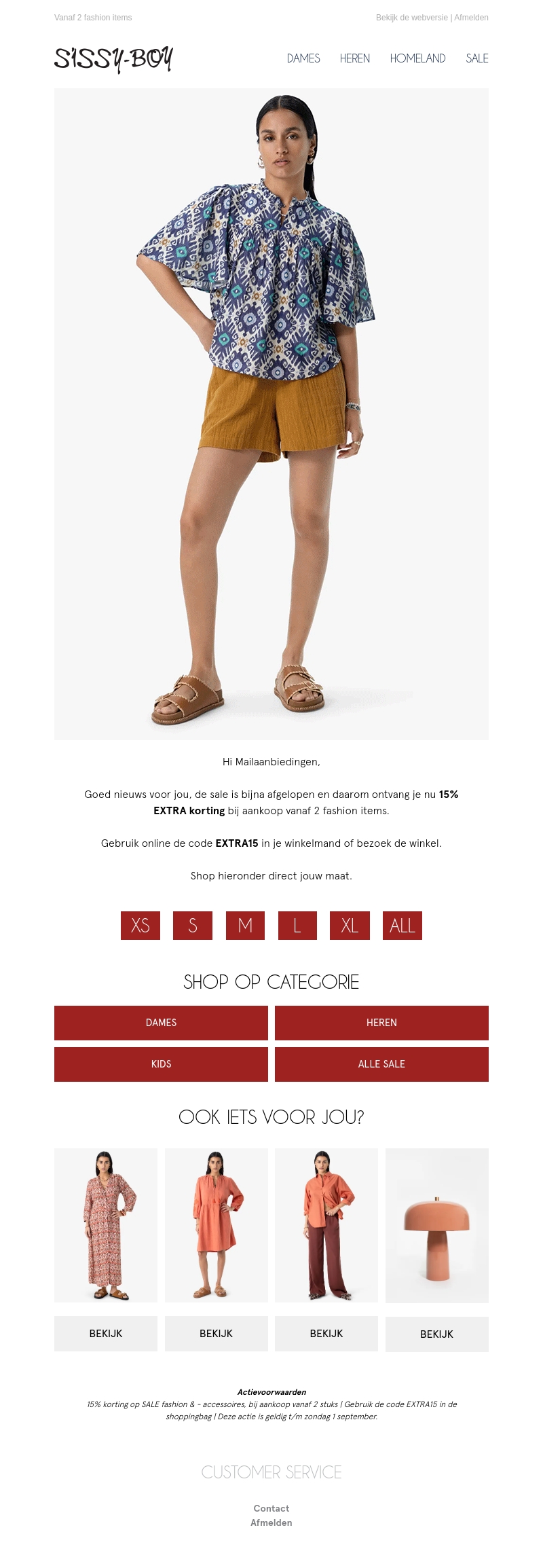 15% extra korting op SALE 15% extra korting op SALE