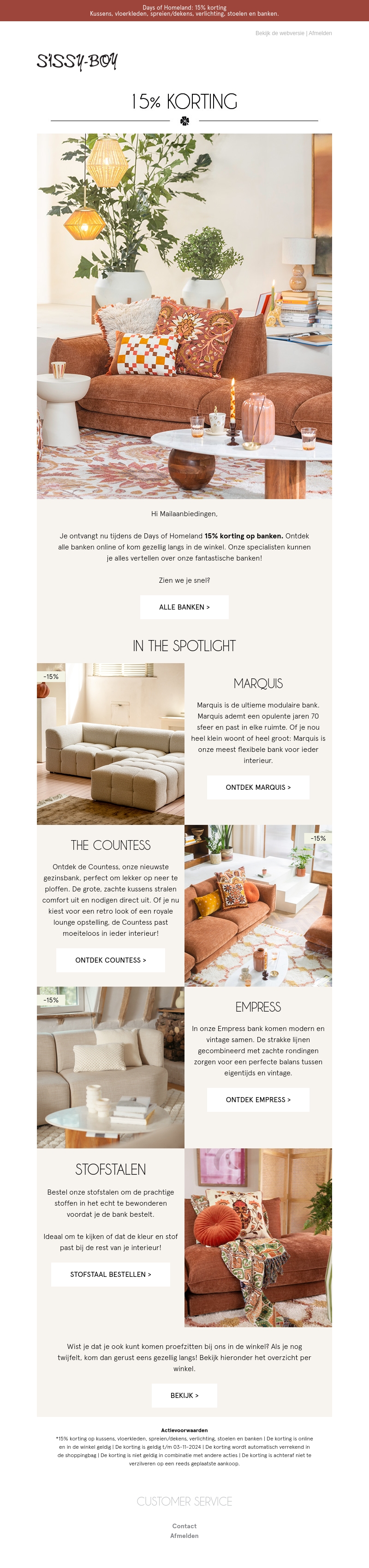 15% korting op banken 15% korting op banken