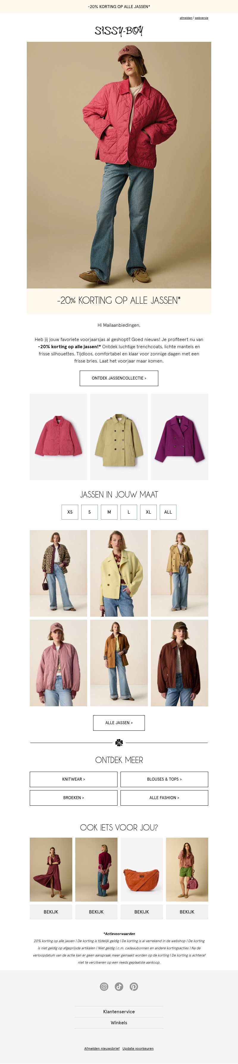 NU: 20% korting op jassen NU: 20% korting op jassen